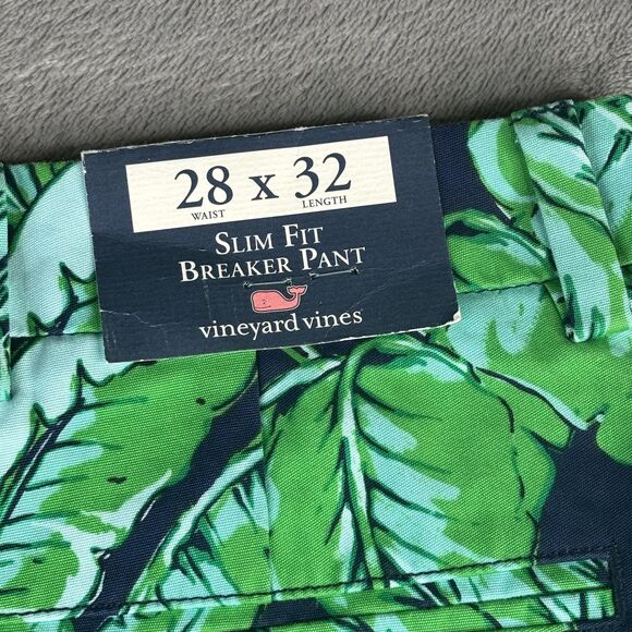 Vineyard Vines Pants Mens 28x32 Nautical Navy Slim Fit Breaker Banana Leaf Print - Picture 3 of 15